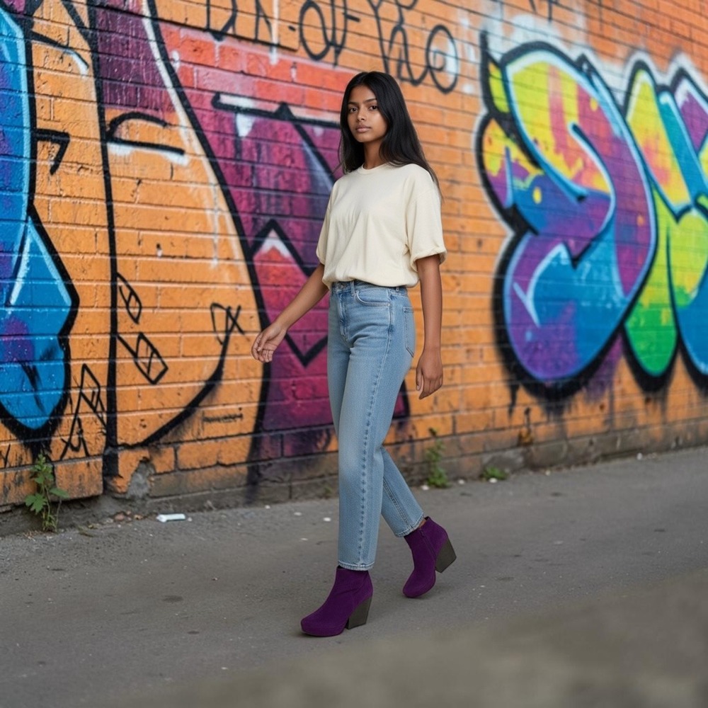 Vagabond Purple Suede Platform Ankle Boots Wood Block Heel Women's 40